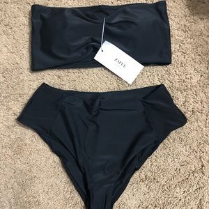Zaful Black Bandeau High-Waisted Bikini